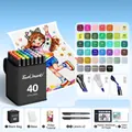 40 colors dual-tip alcohol markers set with black storage bag and drawing accessories - 40 Colors for Animation (With 7 Gifts)