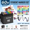 60-kleuren alcohol markers set met dubbele punten en draagtas voor kunsttekenen - 60 Kleuren voor Studenten (Met 6 Cadeaus)