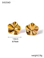 Elegant gold-plated stainless steel flower stud earrings with irregular wavy edges - Pleated Flower-Gold