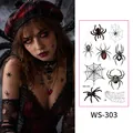Tatouages temporaires 3D d'araignées et toiles pour maquillage effrayant d'Halloween - Style WS-303