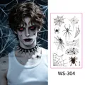 Tatouages temporaires 3D d'araignées et de toiles pour maquillage effrayant d'Halloween - Style WS-304