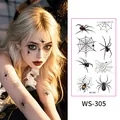 Tatouages temporaires Halloween 3D araignée et toile pour maquillage visage et corps - Style WS-305