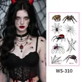 Realistic 3D waterproof Halloween temporary tattoos featuring spiders and spiderwebs - Style WS-310