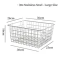 Large 304 stainless steel rectangular wire storage basket with dimensions 36x28x16cm - All Wire Mesh Style / Large / Steel Color