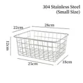Small 304 stainless steel wire storage basket with 28x22x12cm dimensions for home - All Wire Mesh Style / Small / Steel Color