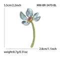 Detailed view of an enamel lotus brooch showing 5.5cm height and 8.7g weight specifications. - Blue