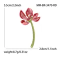 Elegant alloy enamel pink lotus brooch with pearls and rhinestones vintage style jewelry - Red