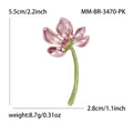 Pink enamel lotus brooch with pearls and rhinestones SKU BR3470 size details info - Pink