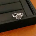Élégante bague ouverte minimaliste de couleur argent avec une pierre de verre ronde - Style 5 (5) / Argent