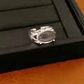 Elegante anello aperto color argento con pietra di vetro ovale grigia accessorio - Stile 7 (7) / Argento