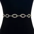 Vintage silver bohemian metal chain belt with oval links for dresses and denim jeans - Vintage Twisted Style (11860)