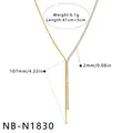 Vista detallada de collar de acero inoxidable chapado en oro 18k con dimensiones - Estilo Geométrico (NB-N1830) / Chapado en oro 18K / Dorado