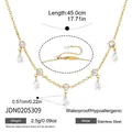 Collana in acciaio inossidabile dorato con ciondoli in cristallo e gocce lucide - Stile Ciondolo in Strass a Forma di Pera (JDN0205309)