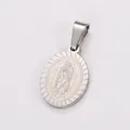 Detail of oval stainless steel pendant with Virgin of Guadalupe engraving - Oval Portrait Pendant (AML035143) / Steel