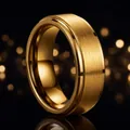 Hochwertiger goldener gebürsteter Titanstahlring für Herren mit polierten Kanten - Größe 7 / Gold