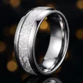 Anello da uomo da 8mm in acciaio inossidabile argento con motivo a trama di brina - Taglia 7 / Colore Acciaio (Texture di Brina)
