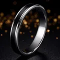 Elegante anello in acciaio al titanio lucido con olio nero per coppie, fascia in acciaio inossidabile - Taglia 7 / Color Acciaio Smalto Nero Donna (3-B-2X)
