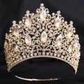 Detailed macro view of luxury gold bridal crown featuring elegant champagne teardrop crystals - KC Gold (White and Champagne Stone + Adjustable)