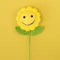 Handmade yellow crochet sunflower with a smiley face design for creative gift decor - Yellow (Smile)