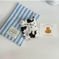 Small fabric coin purse with cat pattern and matching striped multi-layer card holder - Black Cat