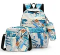 Ensemble cartable trois pièces avec imprimé graffiti bleu et tissu imperméable - 29*13*43 / Cyan