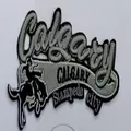 Bestickter Souvenir-Aufnäher mit Calgary Stampede Logo und einer Rodeo-Reiter-Silhouette - Kleiner Ritter
