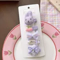 Set of five cute purple fabric wrapped baby hair clips in various shapes and styles - Purple Cherry Style