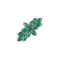Detailed view of elegant green crystal leaf hair clip with shiny rhinestones in gold - Gold Base Green Rhinestone (2)