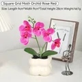 Rose red artificial orchid in a white ceramic pot for elegant home tabletop decoration - Wave Pot-Phalaenopsis / Rose Red-Phalaenopsis