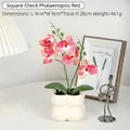 Lifelike artificial red orchid flower in a stylish white ceramic pot for home decor - Wave Pot-Phalaenopsis / Red-Phalaenopsis
