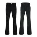 Vorder- und Rückansicht der schwarzen Distressed-Flare-Jeans im High-Street-Vibe-Stil - 6362 / 28