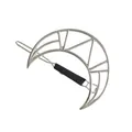 Detailed view of the silver geometric crescent moon hair clip with sleek metallic finish - Silver