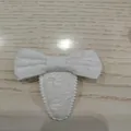 White textured fabric bow hair clip for children with wavy edge water drop design - White Texture Style