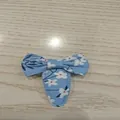 Blue floral bow snap hair clip for children with a cute water drop shape design - Light Blue Floral