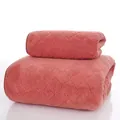 Weiches und saugfähiges korallenrosa Handtuch-Set mit strukturiertem Rautenmuster - 35*75cm Handtuch / Rot