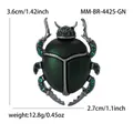 Elegante Käfer Brosche mit grüner Emaille und funkelnden Strasssteinen, 3.6x2.7cm - Grün