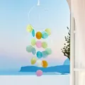 Vibrant colorful shell wind chime with a moon-shaped frame for home and window decoration - Finished Product / Moon Shell - Candy