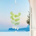Handmade shell wind chime DIY kit with silver moon frame and green gradient shells - Material Kit / Moon Shell-Lemon Color