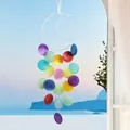Χειροποίητο πολύχρωμο μελωδό κοχυλιών με λευκό διακοσμητικό μισοφέγγαρο - Κέλυφος Σελήνης - Χρώματα Ουράνιου Τόξου / Κιτ υλικών