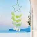 Handmade star-shaped seashell wind chime with green and white gradient decorative pieces - Finished Product / Star Shell - Lemon