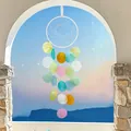 Handmade colorful translucent shell wind chime dreamcatcher hanging for bedroom decor - Finished Product / Full Moon Shell - Candy