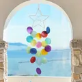 Exquisite star-shaped shell wind chime featuring vibrant translucent colorful discs - Finished Product / Star Shell - Rainbow
