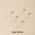 Translucent opalite glass cross pendants for DIY jewelry in a milky white finish - 25x18x4mm / Opal White