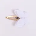 Elegant white double-layered glittery butterfly hair clip with small pearl accents for kids - Silver Thread White