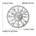 Elegante broche de sol en aleación de plata con diseño celestial de luna y estrellas 5,3 cm - Plateado