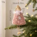 Handgefertigter rosa Plüsch-Weihnachtsengel Mädchen-Puppenanhänger für Baumschmuck - Dunkelrosa Engel