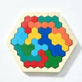 Colorful wooden hexagon tangram puzzle toy for children early learning development - Large Hexagon Puzzle