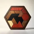 Hexagonal wooden puzzle board toy with colorful geometric blocks for kids learning - Pine Hexagon Puzzle (12*13.5*1.1cm)