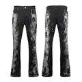 Vorder- und Rückansicht von schwarzen Herren-Schlagjeans mit Bleichspritzer-Muster - 6361 / 28