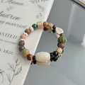Handmade bohemian ceramic beaded bracelet with colorful artistic glazed patterns - 1039-03 Xixizi Style